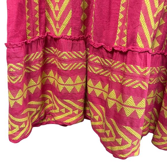 Anthropologie Maeve Dominique Dress Pink Chartreuse Embroidered Plus Size 2X - Picture 2 of 8